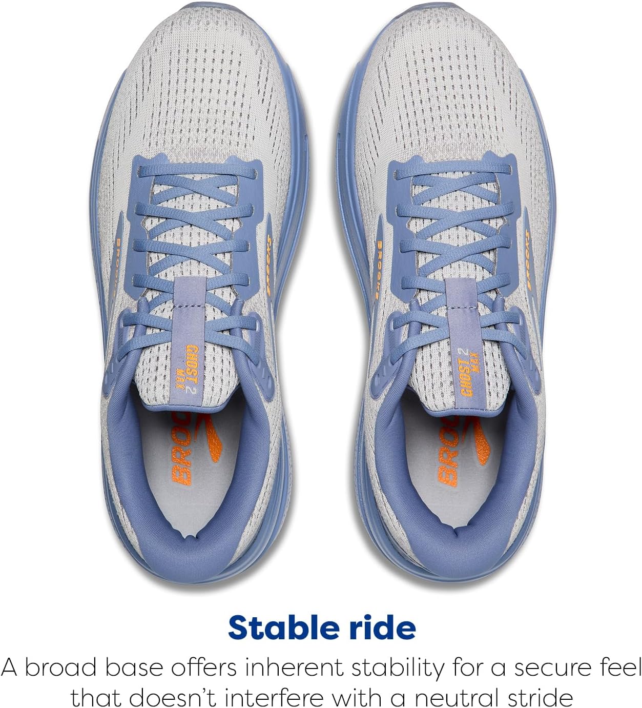 Мужские кроссовки Brooks Ghost Max 2 для бега и ходьбы, синий/оранжевый — фото 4