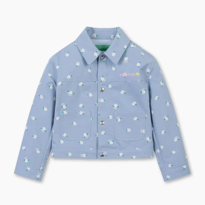 Детская джинсовая куртка Daisy Garden, синяя, от Benetton Kids