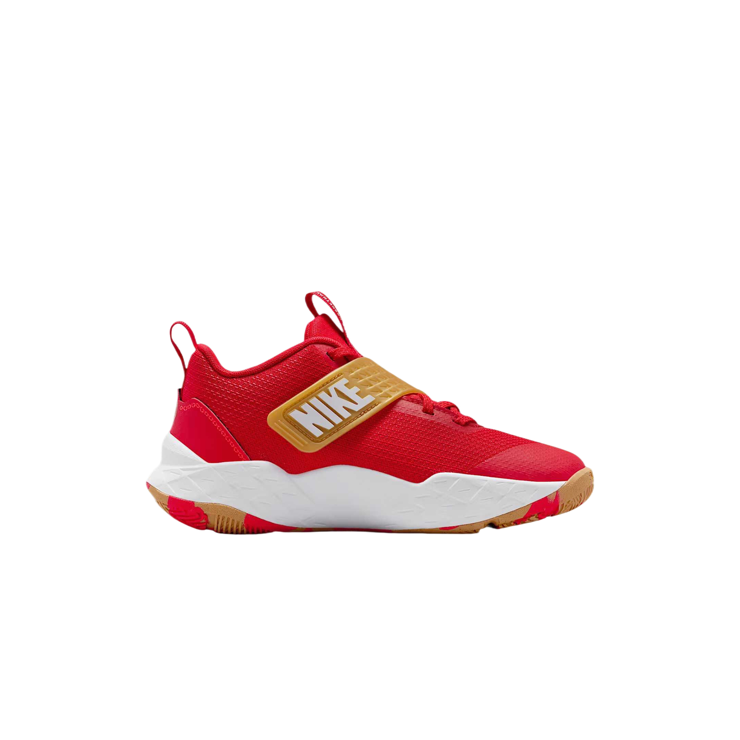 Дышащие детские баскетбольные кроссовки Mid top Unisex Nike, university красный/metallic/bright темно красный/белый — фото 3