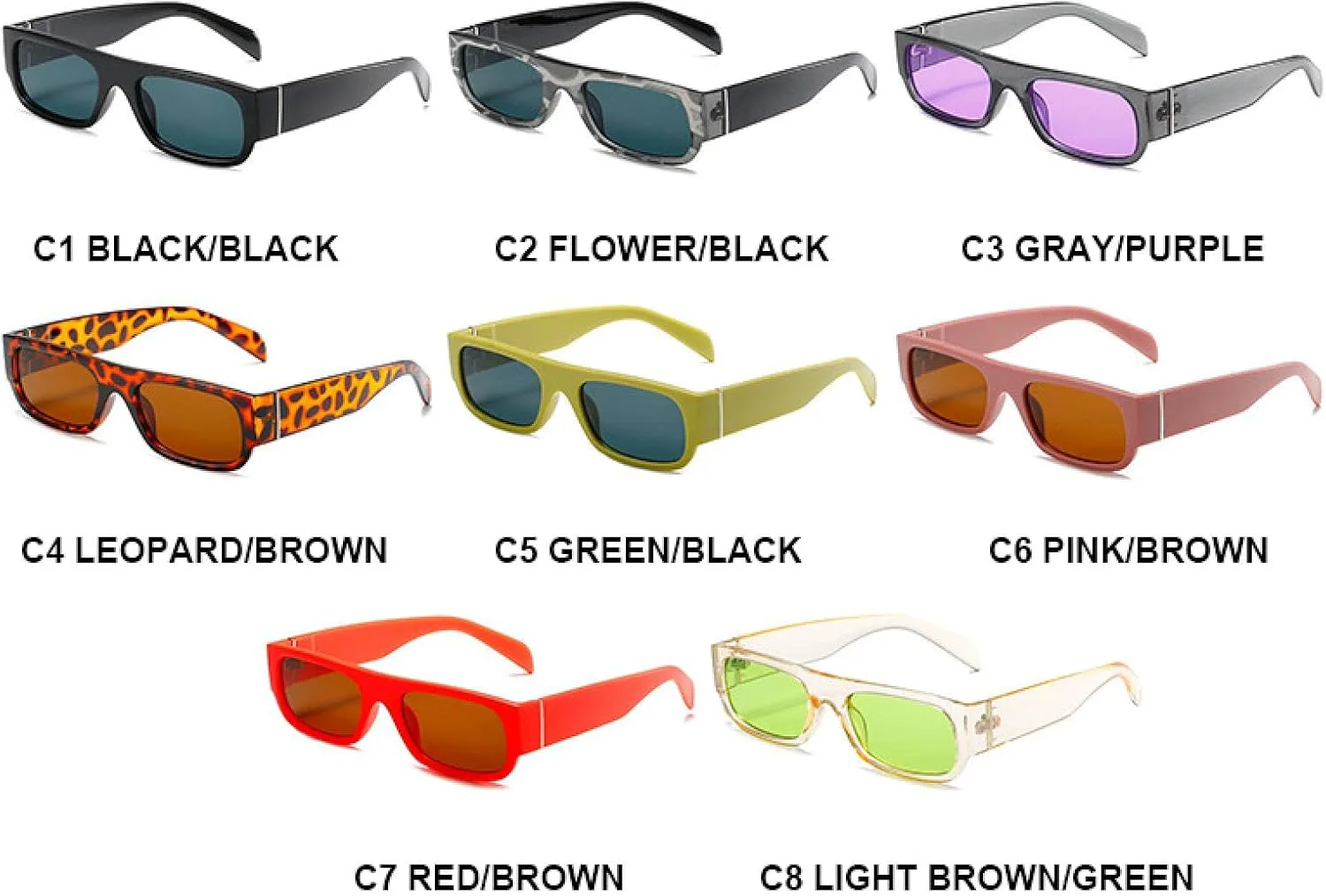 

Винтажные прямоугольные солнцезащитные очки для женщин, модные очки для мужчин, классические панк-очки с защитой от УФ-излучения UV400 VVTWSSW, C1black-black