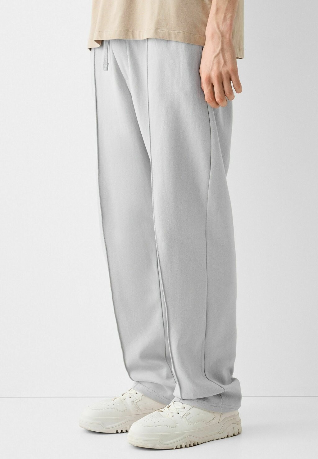 

Спортивные брюки Wide-Leg Interlock Bershka, цвет grey