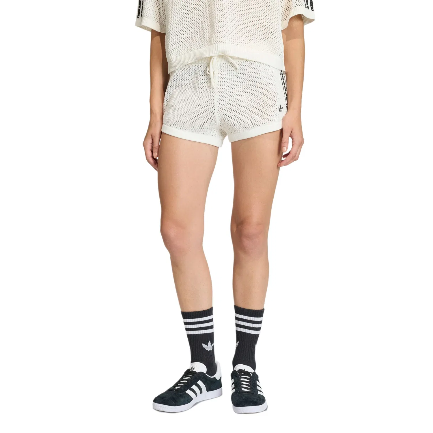 Шорты crochet 3-Stripes Adidas Originals, Ecru — фото 3
