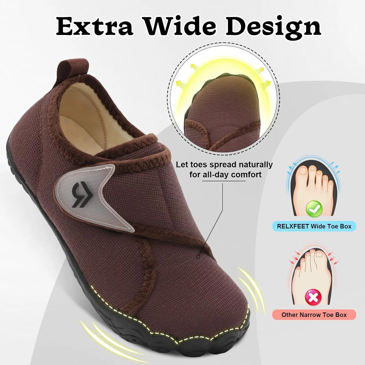 Тапочки ортопедические с регулировкой, relxfeet, темно-коричневый — фото 3