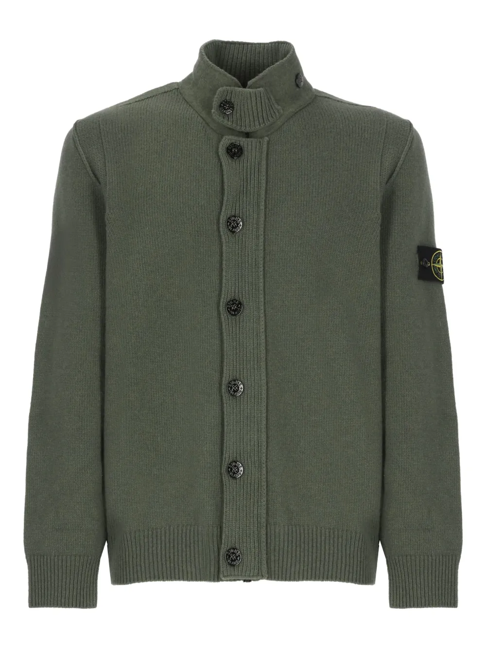 

Кардиган с высоким вырезом на пуговицах Stone Island, зеленый