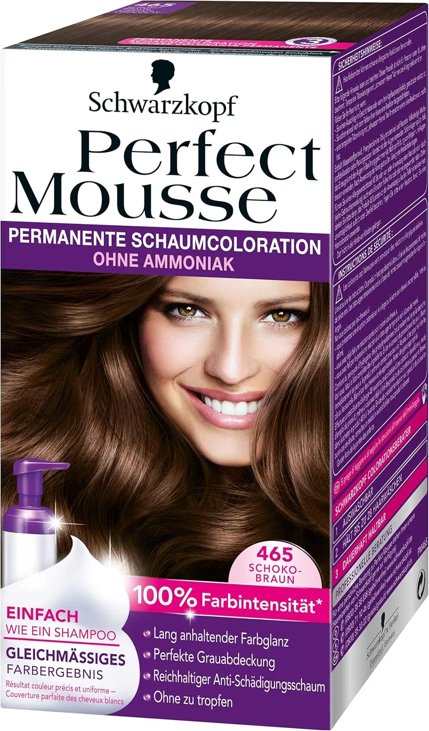 Набор из 3 стойких пенных красок для волос «Perfect Mousse» 465 шоколадно-коричневый Perfect Mousse, 465 Chocolate Brown