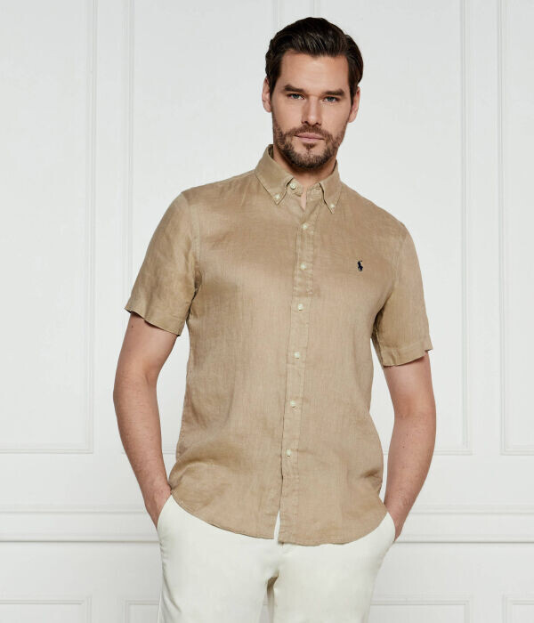 

Рубашка льняная Polo Ralph Lauren Custom Fit, бежевый