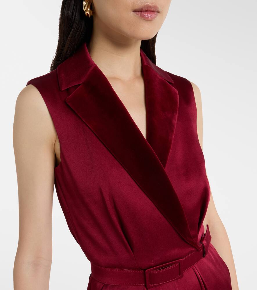 Скалата комбинезон из сатина с бархатной отделкой Max Mara, Amarena — фото 4