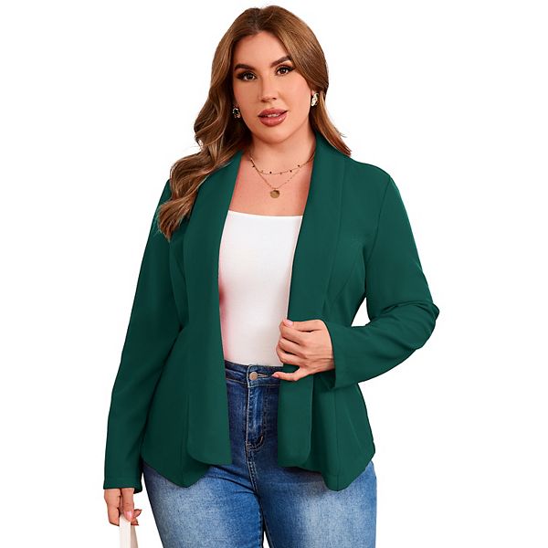 

Женский блейзер плюс сайз с лацканами и длинными рукавами Kojooin, Dark Green