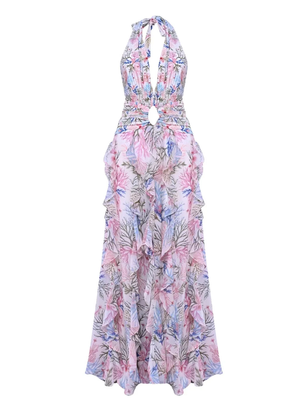 

Платье с оборками и цветочным принтом Patbo, белый