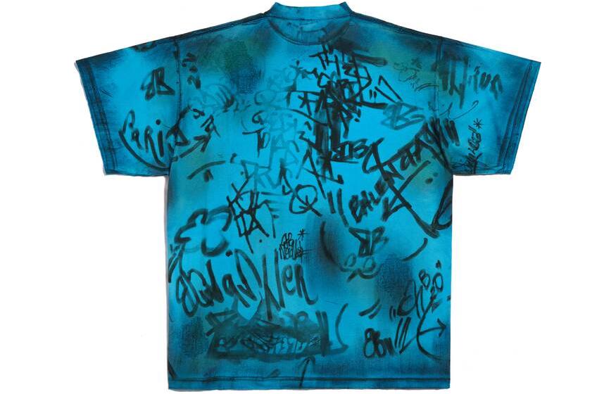 Футболка Balenciaga Skater Graffiti T-Shirt 'Blue Sky', синий — фото 2