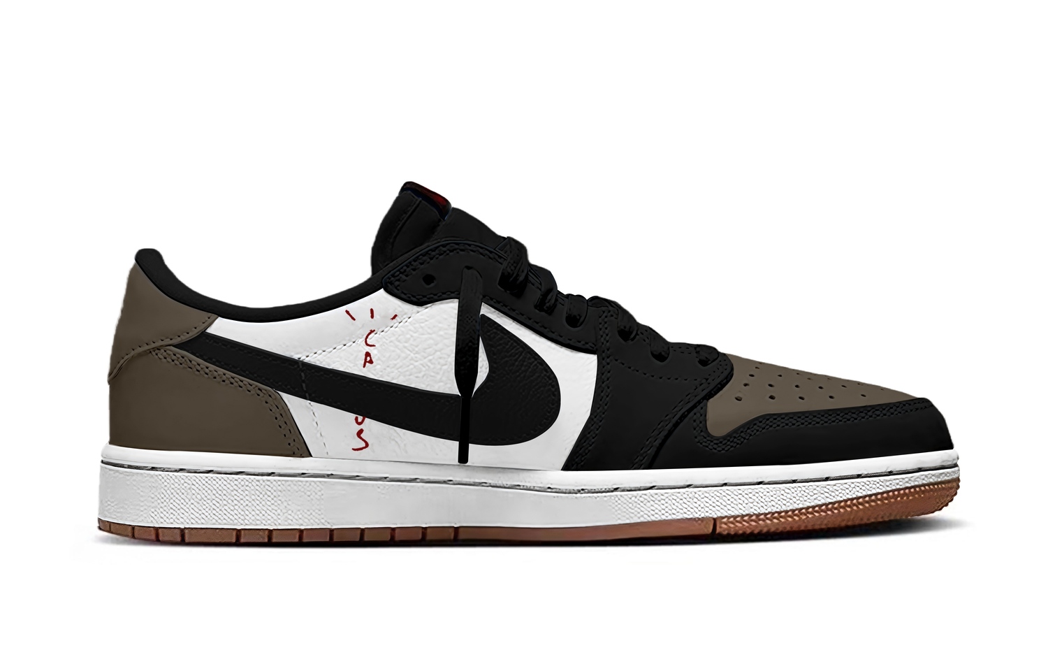 Travis Scott x Air 1 Travis Scott X AJ1 Wild Ink с амортизацией, износостойкие Low top Jordan, темно коричневый — фото 3
