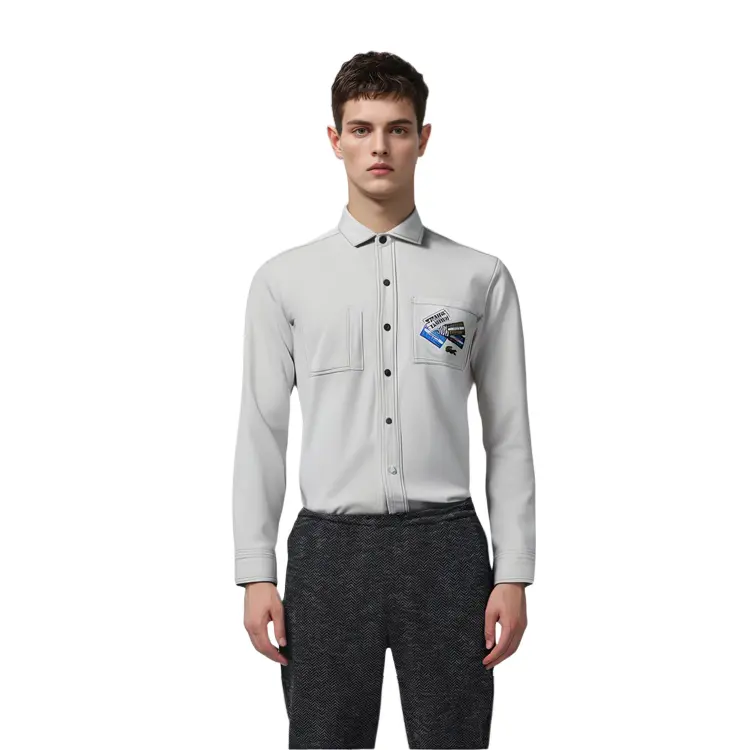 Рубашка мужская светло-хаки Lacoste, хаки — фото 3