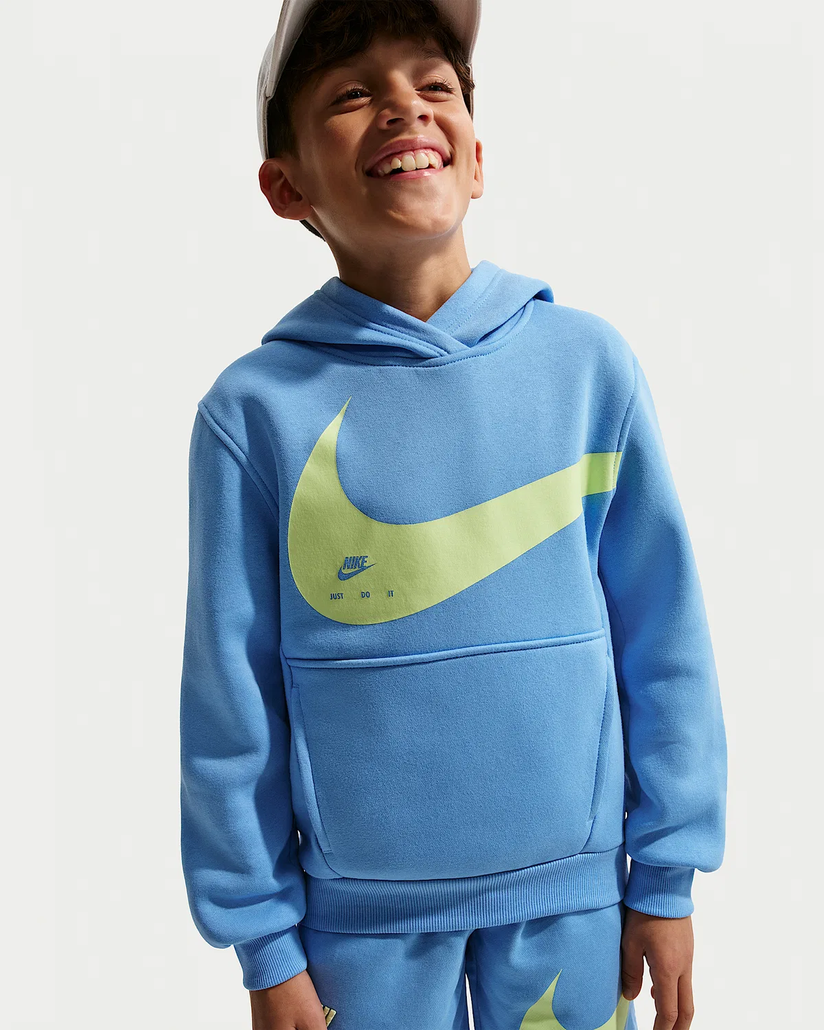 Детская худи Nike Sportswear Club, University Blue/Light Liquid Lime — фото 3