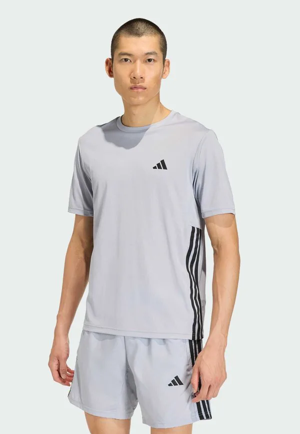 Базовая футболка с принтом "3 полоски" для тренировок Adidas Performance, Halo Silver Black