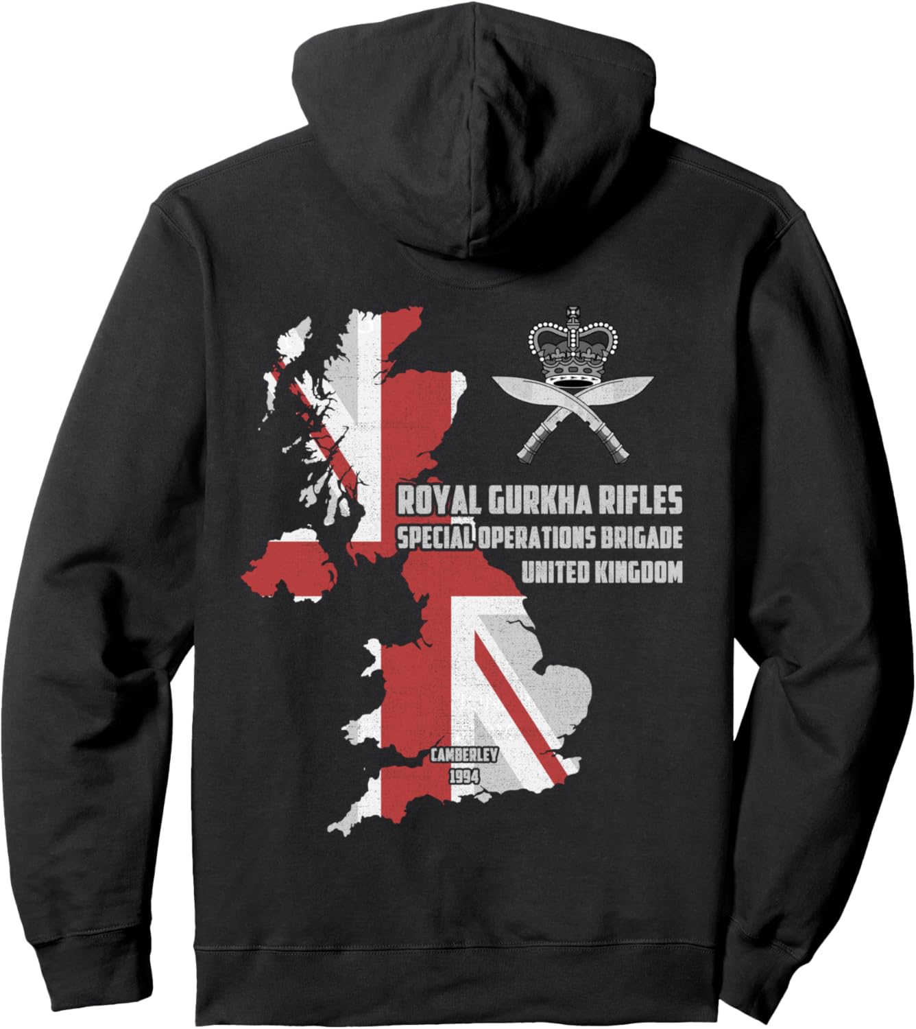 

Толстовка с капюшоном британского спецназа с изображением винтовки Гурка, черная Brigade Of Gurkhas Uk Army