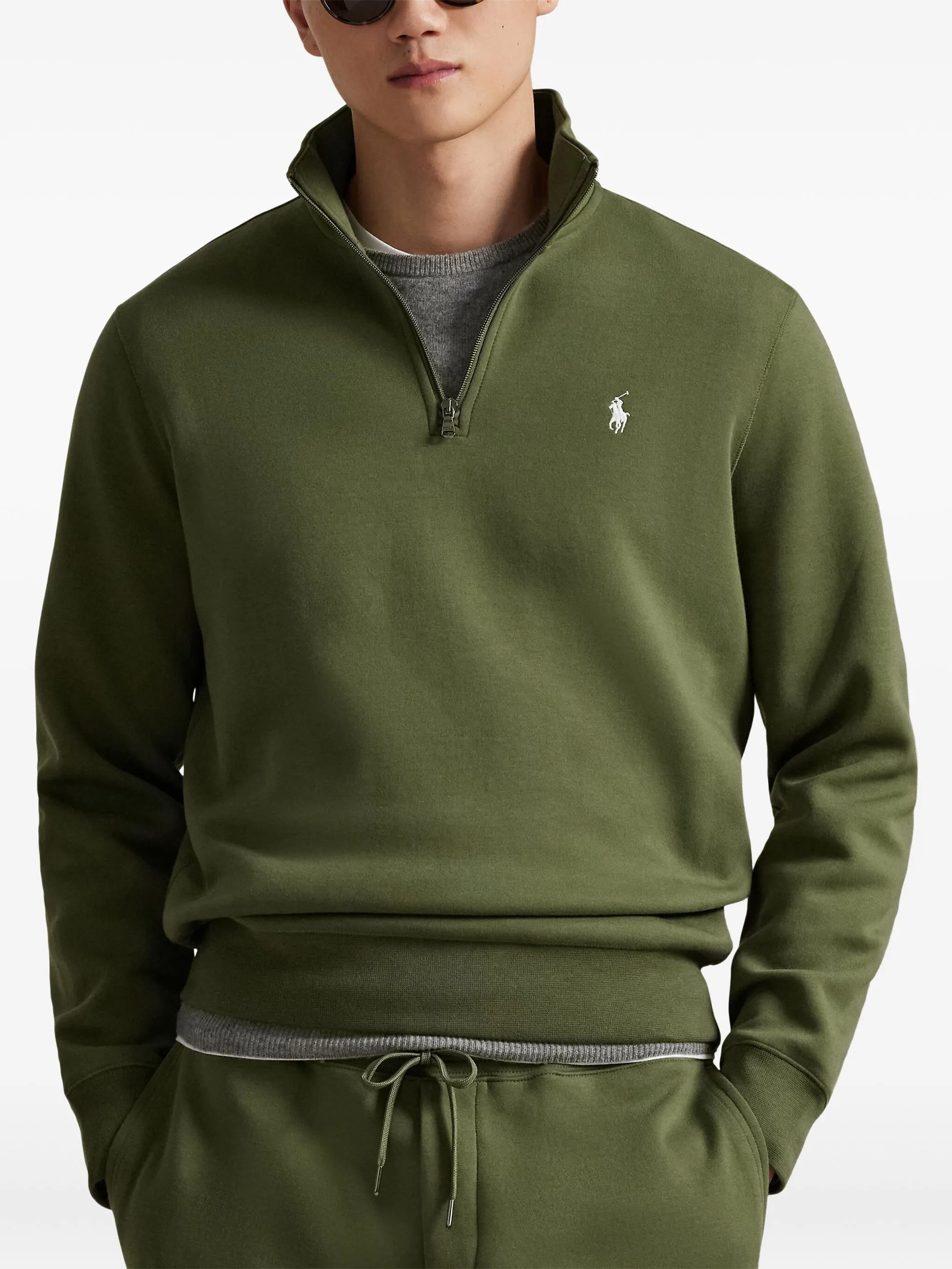 Пуловер с воротником на молнии Polo Ralph Lauren, зеленый — фото 3