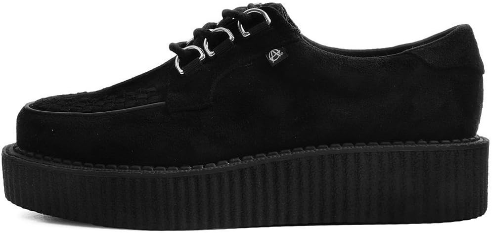 Кроссовки T.U.K. Faux Suede Creeper для женщин и мужчин, 3-шнуровые туфли с переплетением, Классический круглый носок и подошва, Комфорт для повседневной носки, черный — фото 3