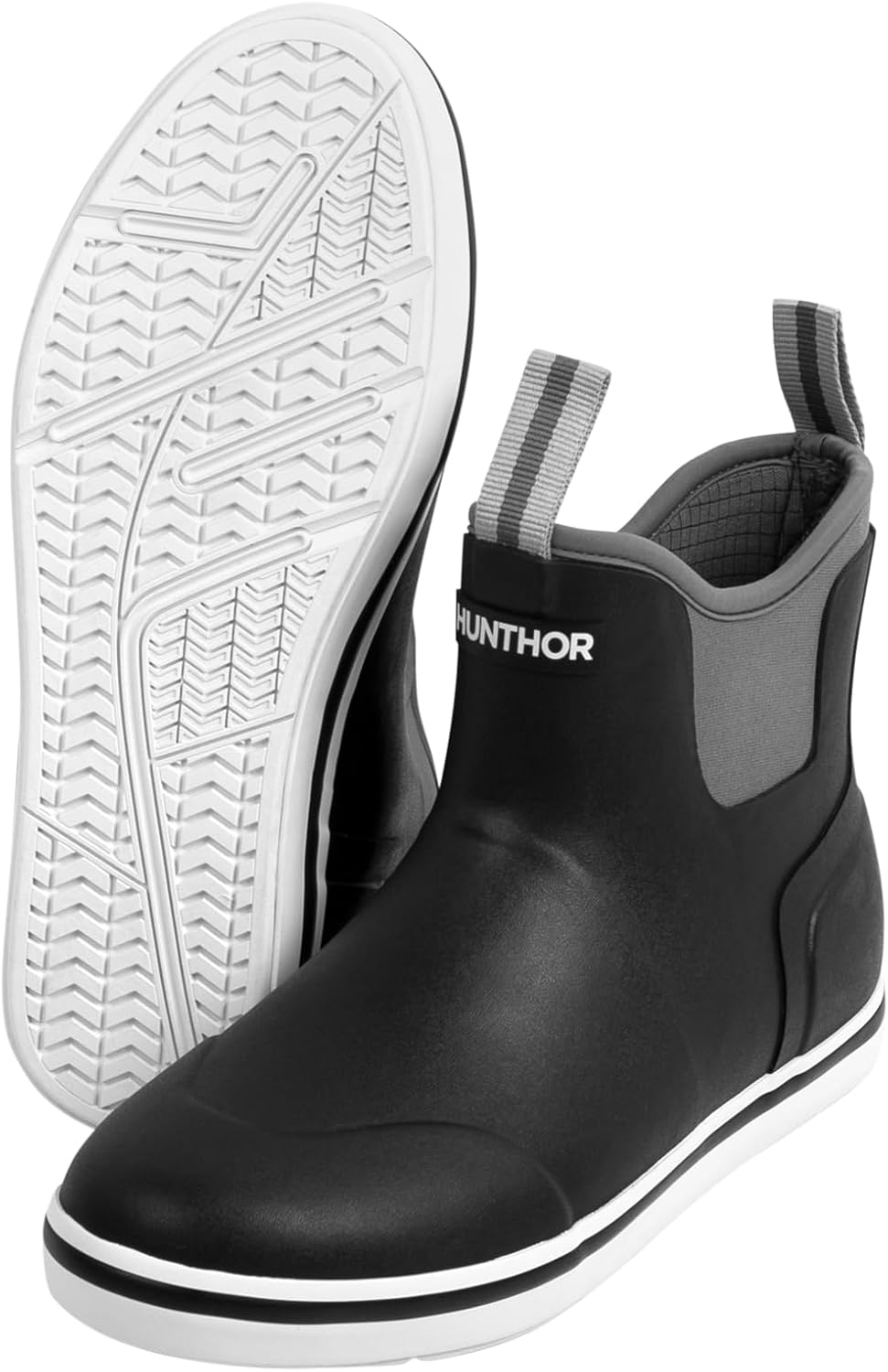 

Мужские рыбацкие ботинки Hunthor, водонепроницаемые ботинки для палубы с противоскользящей резиновой подошвой, 3 мм дышащий неопрен, дождевые ботинки. Идеально подходят для рыбалки и активного отдыха на природе, черный