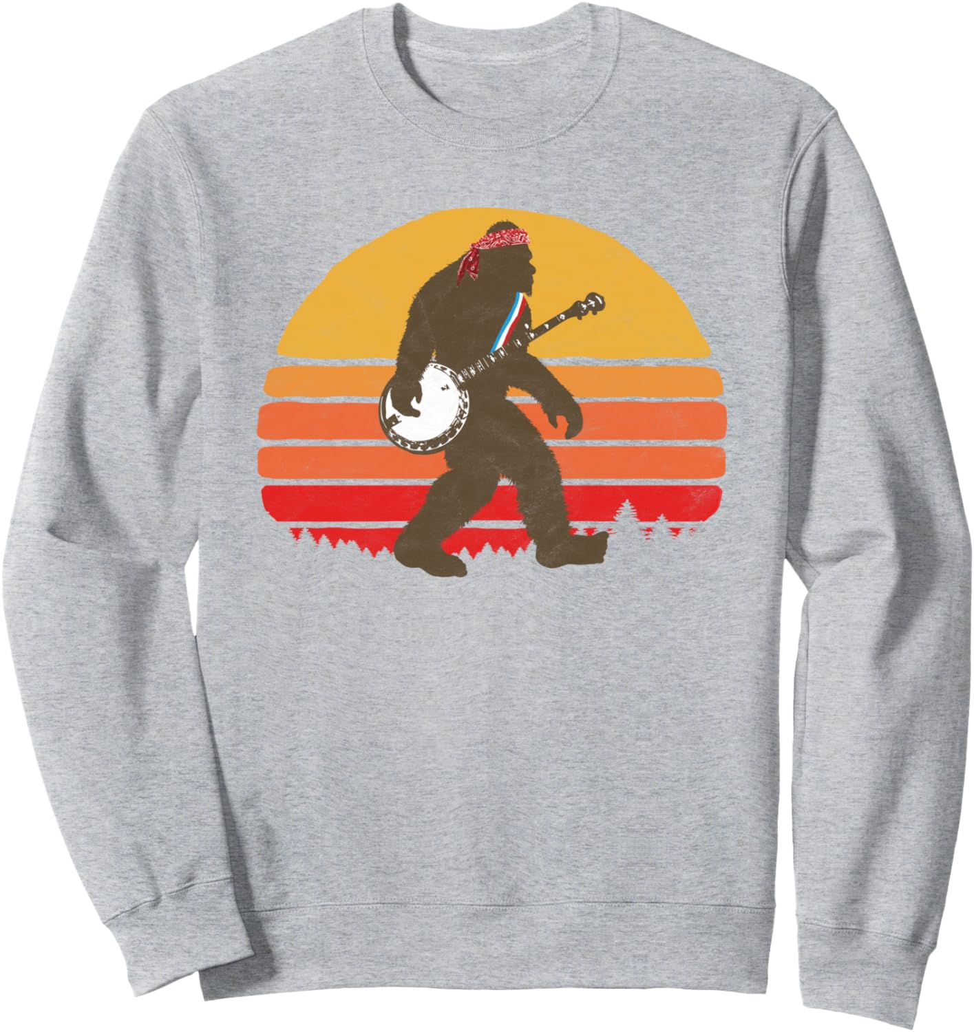 

Ретро-толстовка в стиле блюграсс и кантри с изображением Бигфута, банданы и банджо Bigfoot Ufo Believer 2001 Tees, серый