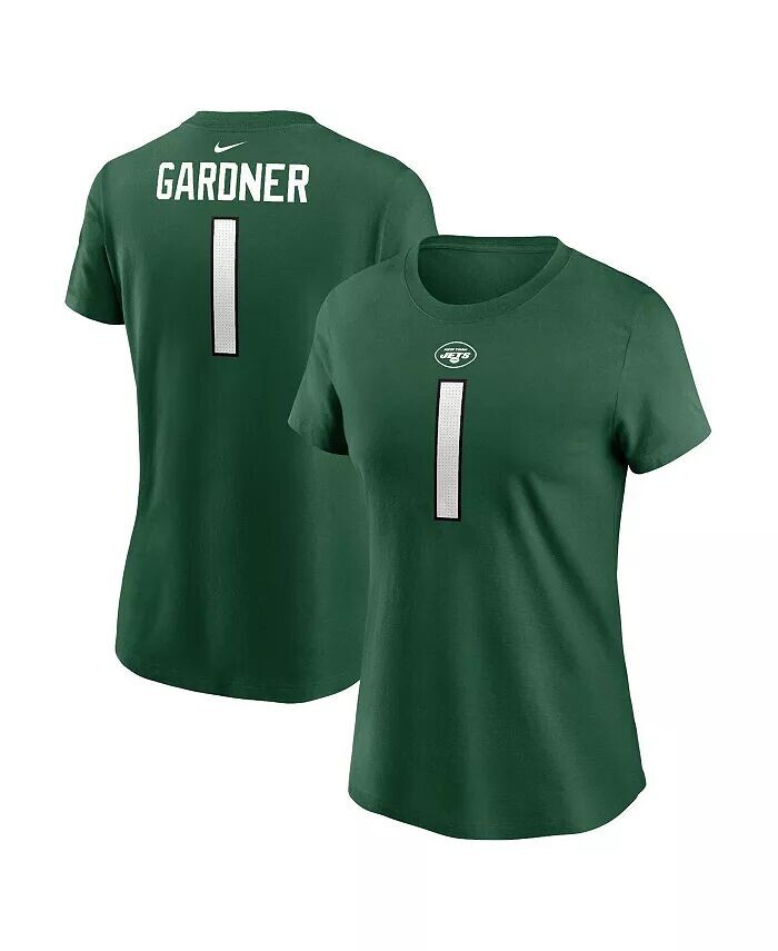 

Женская футболка Sauce Gardner Green New York Jets с именем и номером игрока Nike