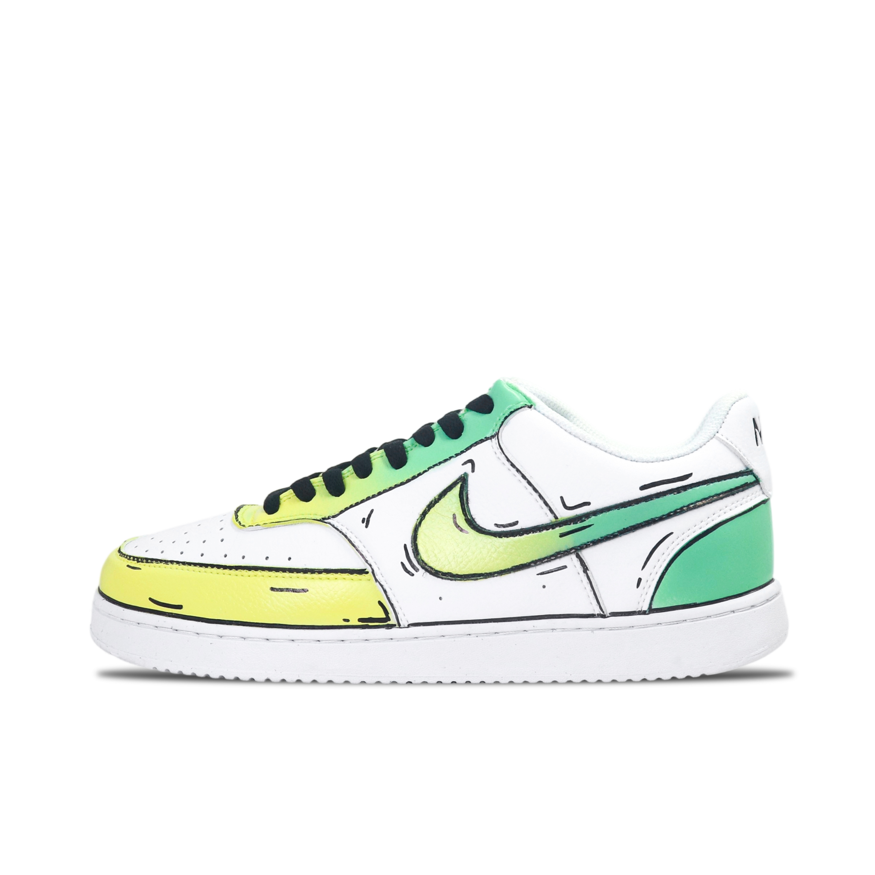 

Nike Кроссовки Court Vision 1 Lime Mango, износостойкие, низкие, для скейтбординга, мужские, желтые, белые, зеленые