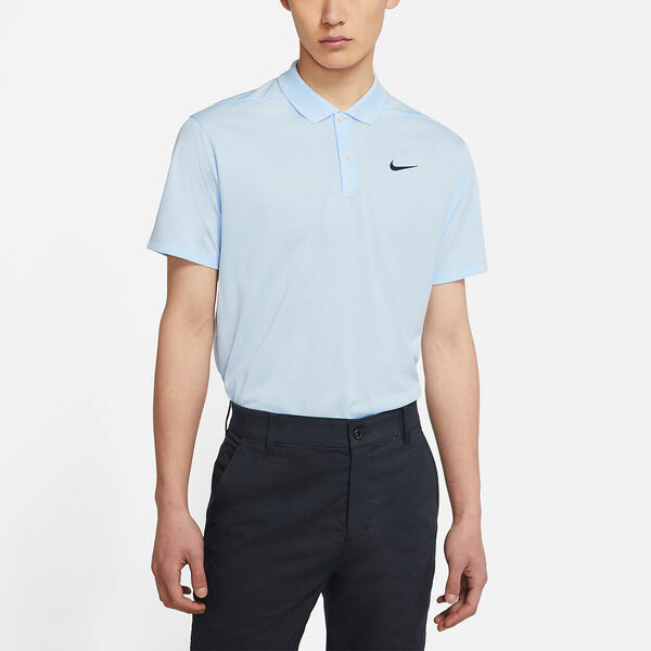 Футболка dri-fit victory logo quick dry breathable sports short sleeve polo shirt light blue Nike, голубой — фото 4