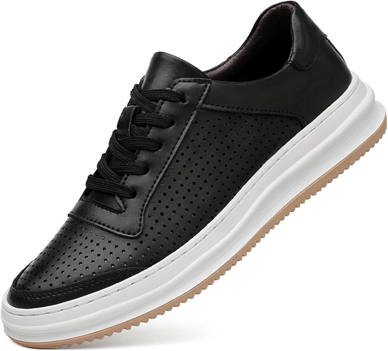 

Мужские модные кожаные повседневные кроссовки Oxford с классическим дизайном, мягкие, на шнуровке, противоскользящие, удобные для ходьбы, кожаные кроссовки с поддержкой свода стопы Vannida, черный