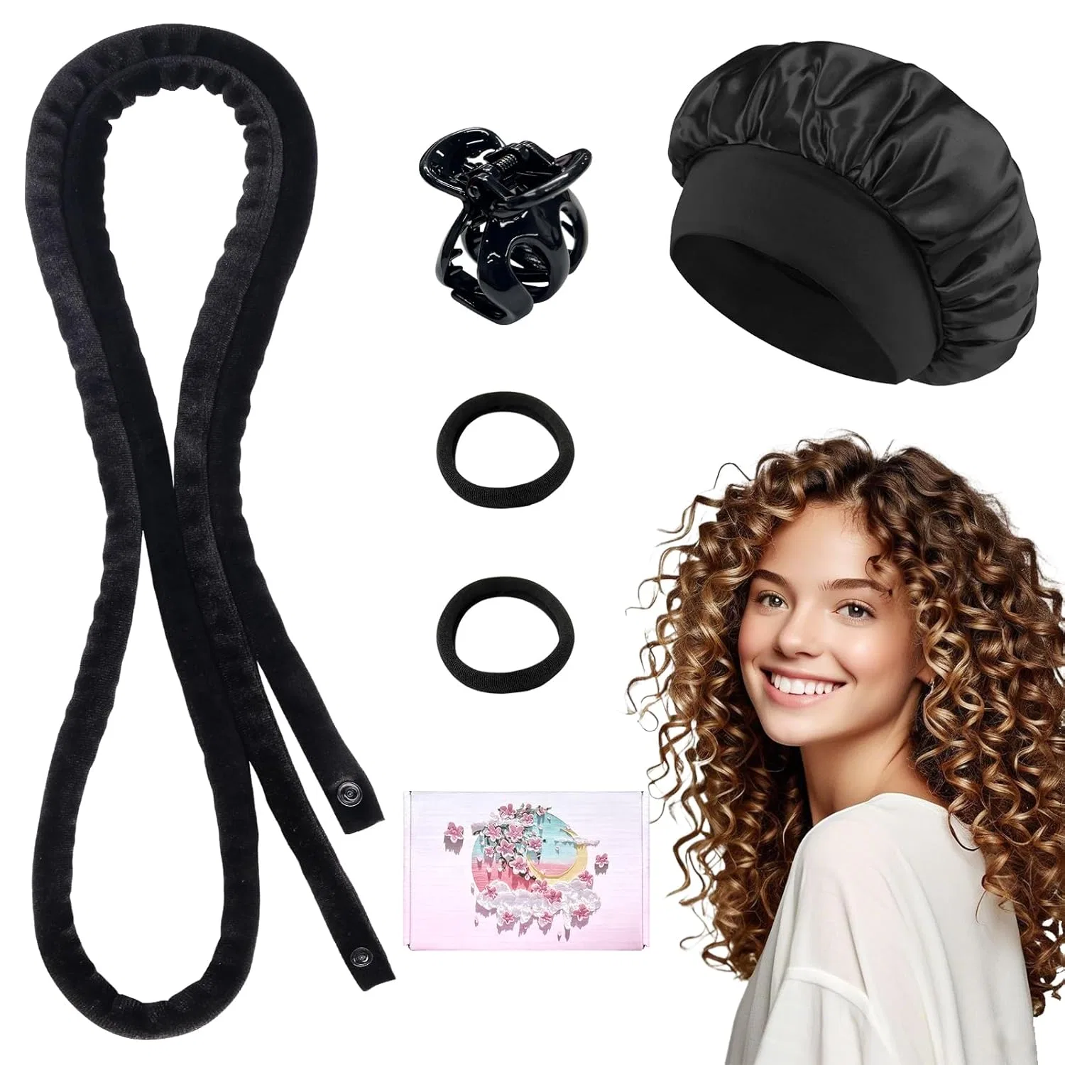 Набор для холодной завивки волос «Curls Overnight» 5 предметов Baolivi, Black