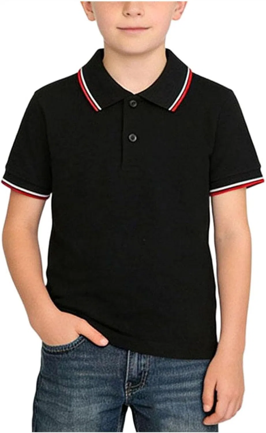 Детское поло с коротким рукавом, Cotton, Black