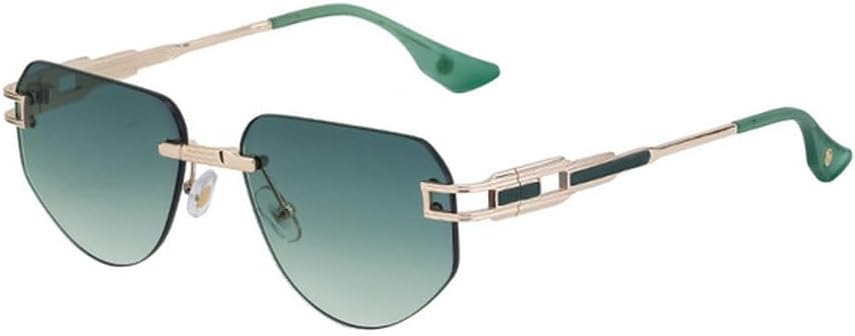 

Модные овальные солнцезащитные очки для женщин и мужчин, винтажные, роскошные, без оправы, металлические, ретро, ​​солнцезащитные очки с защитой от УФ-излучения UV400 LVTFCO, Green