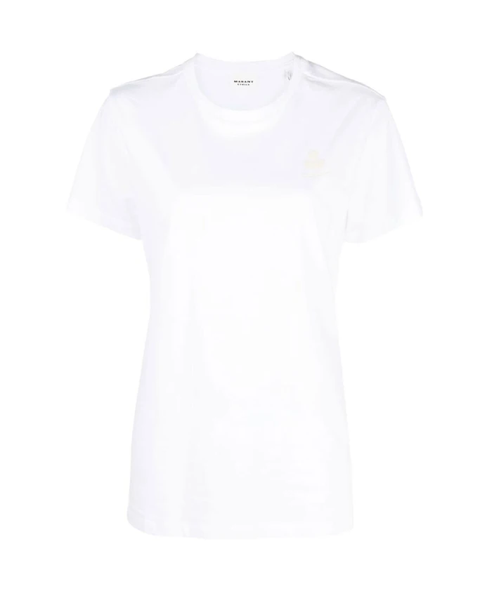 

Белая хлопковая футболка с вышитым логотипом Marant Ãtoile, белый
