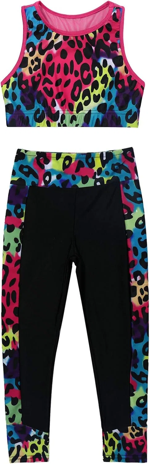 Детский спортивный комплект Crop Top с леггинсами QinCiao Leopard — фото 3