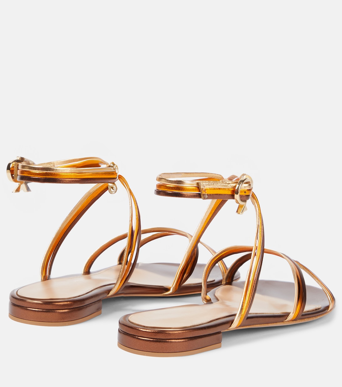 Босоножки Calissa из кожи с эффектом металлик Gianvito Rossi, Chocolate+Orange+Mekong — фото 2