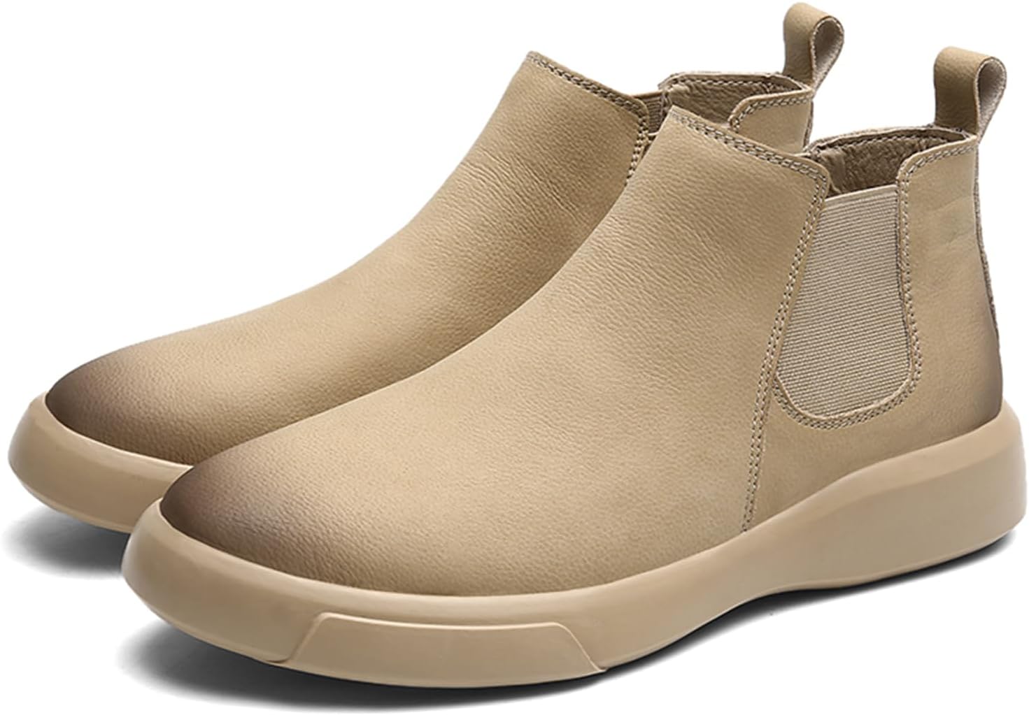 

Мужские кожаные ботинки Челси на низком каблуке, комфортные, без шнуровки, для повседневной и официальной носки Abborora, хаки