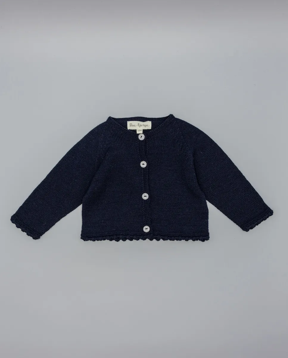 

Вязаная детская курточка с застежкой-украшением Fina Ejerique, синий