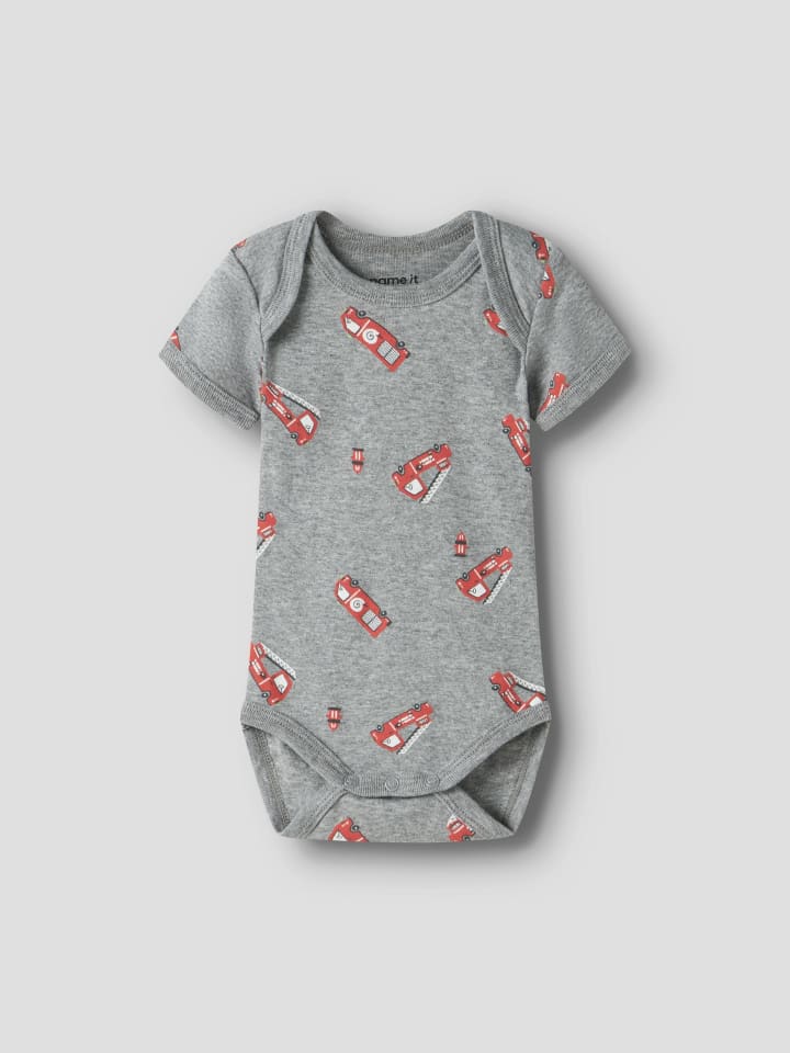 Name it Комплект из 3 боди с короткими рукавами NBMBODY FIRETRUCK серого меланжевого цвета — фото 4