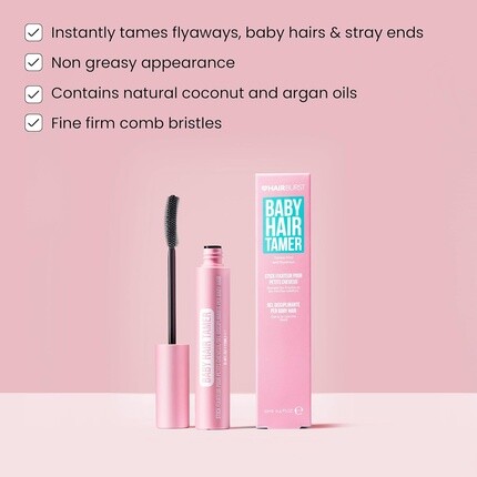 HAIR BURST Baby Hair Tamer Stick Мгновенное разглаживание и завершение Flyaway Tamer Нежирная щетка для контроля вьющихся волос с кокосовым и аргановым маслами Веганский продукт, не подвергаемый тестированию на животных — фото 2