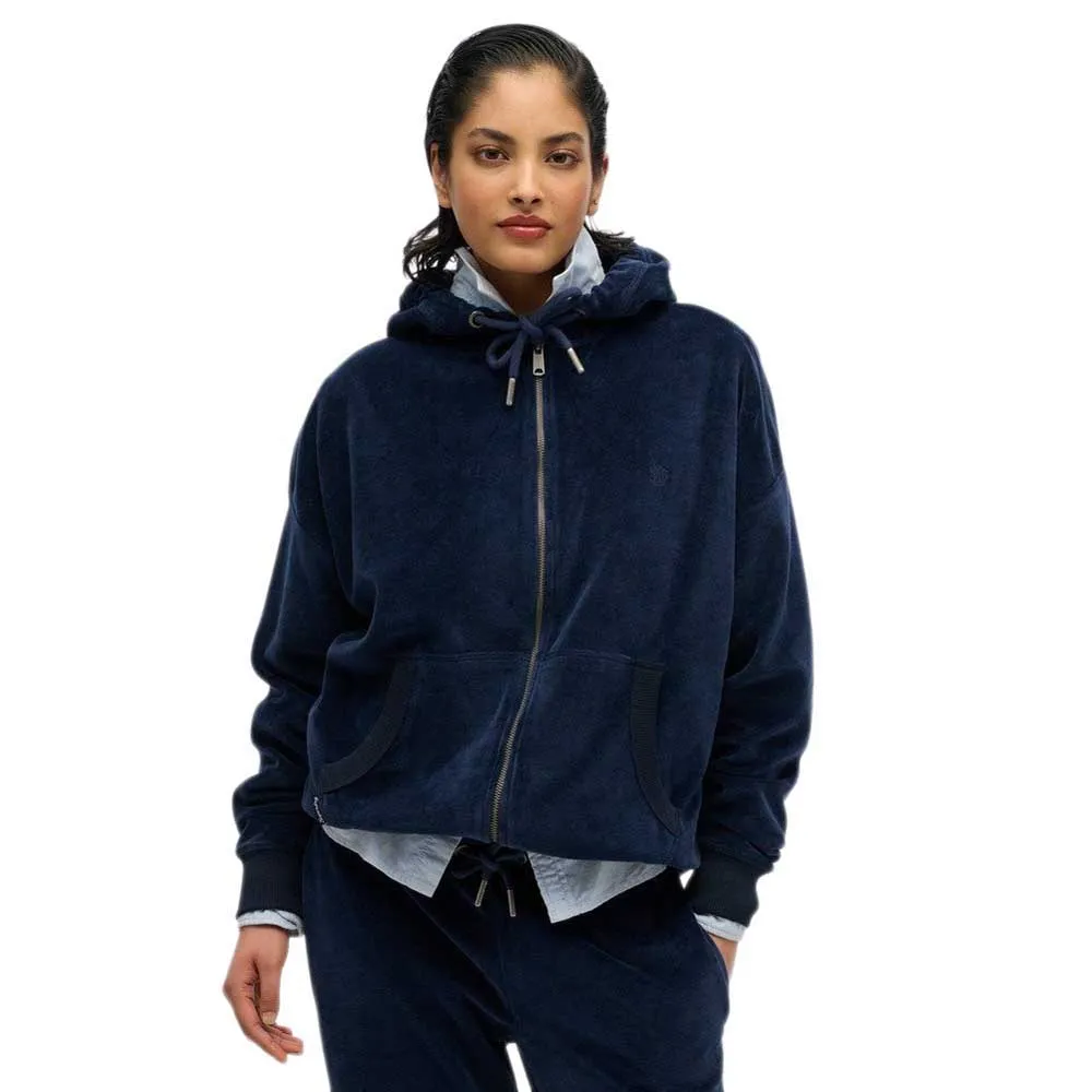 

Толстовка Superdry Velour full zip, синий