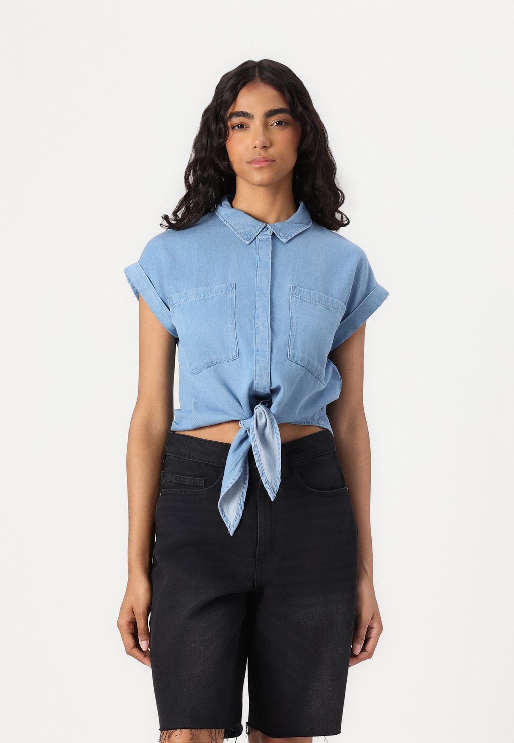 

Блузка на пуговицах VINEA TIE SHIRT VILA, цвет Medium Blue Denim