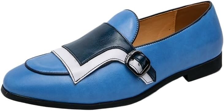 

Мужские кожаные лоферы, классические с пряжкой-монашкой, слипоны-мокасины, повседневные, для вечеринок, вождения, бизнеса Zestrelax, синий