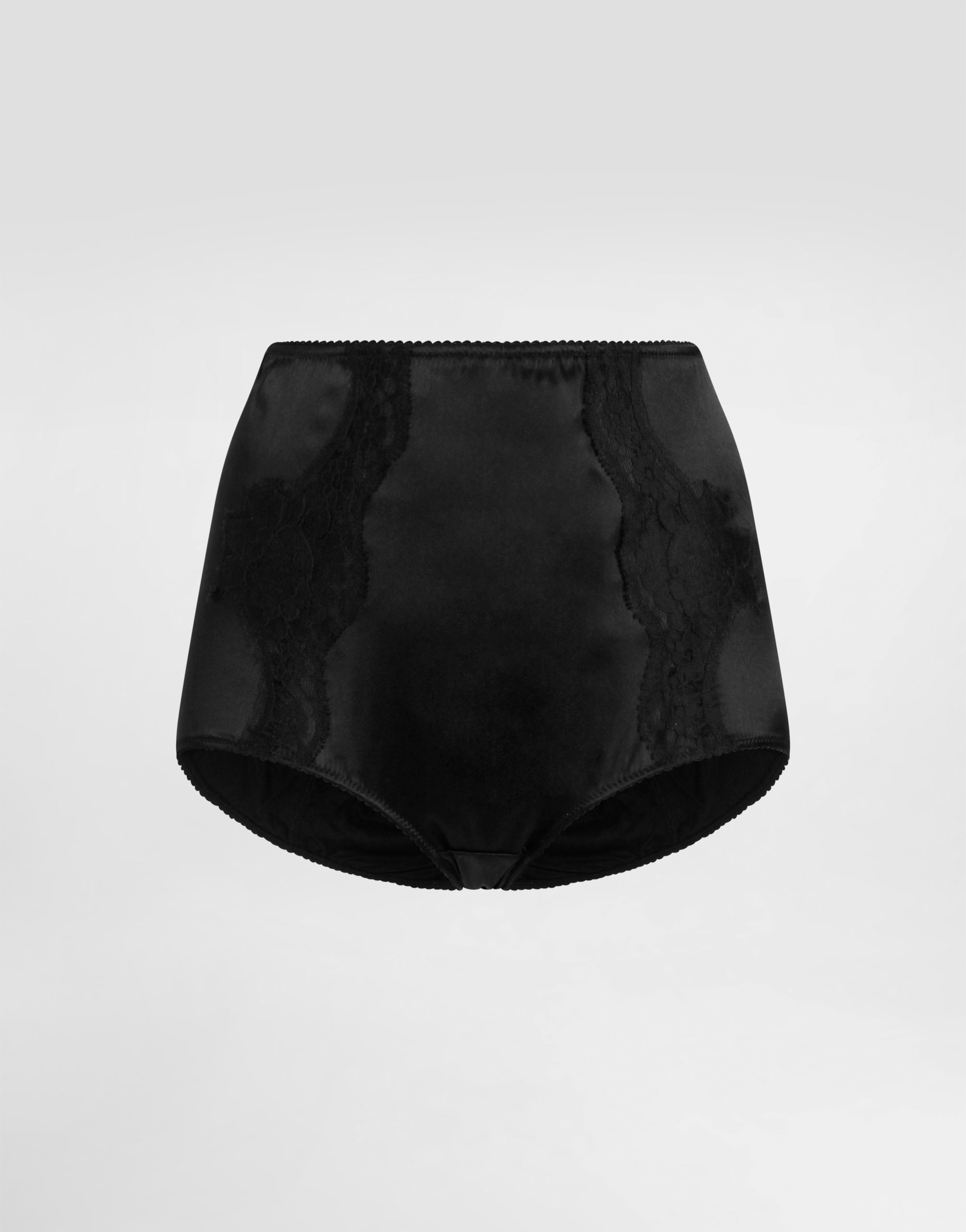 

Атласные трусы с завышенной талией и кружевной отделкой Dolce & Gabbana, черный