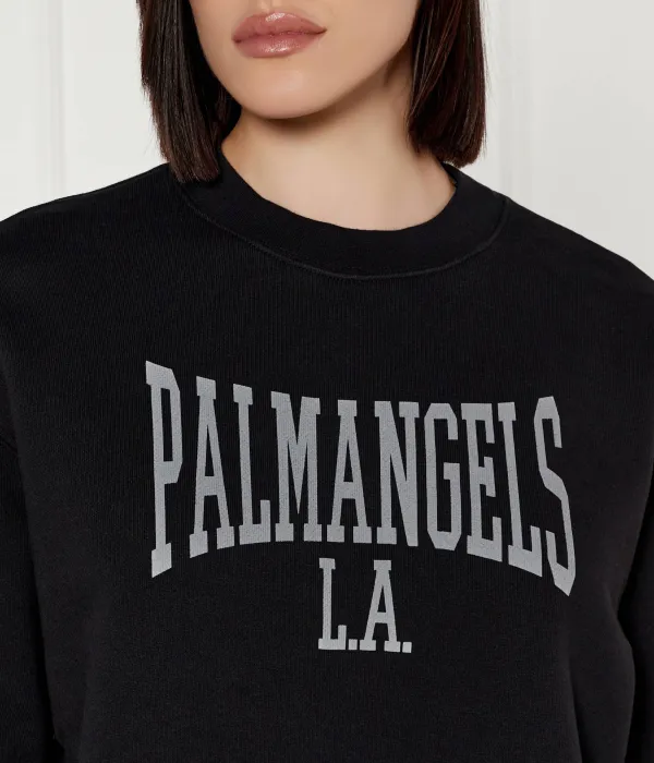 Укороченная толстовка Palm Angels Classic Crew College, черная — фото 4