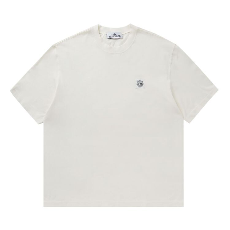 

Футболка Stone Island Compass Patch Logo Combed T-Shirt Ivory, кремовый