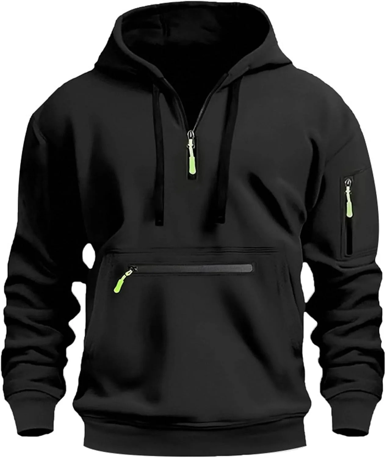 

Новый мужской худи с молнией на четверть, однотонный, с длинными рукавами