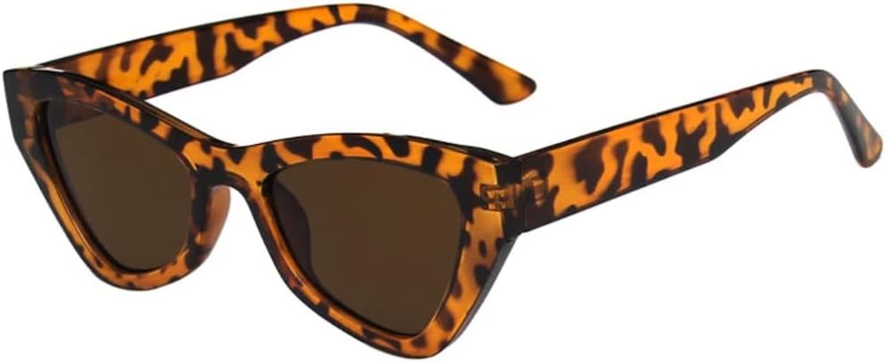 

Модные солнцезащитные очки «кошачий глаз» с леопардовым принтом для женщин и мужчин, в ретро-стиле, с прозрачной оправой, защита от УФ-излучения UV400 TVTBBVV, Leopard Tea