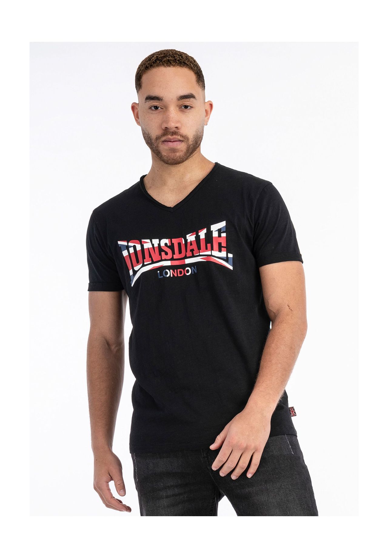 

Мужская футболка обычного кроя STANYDALE LONSDALE, цвет Black/red/white