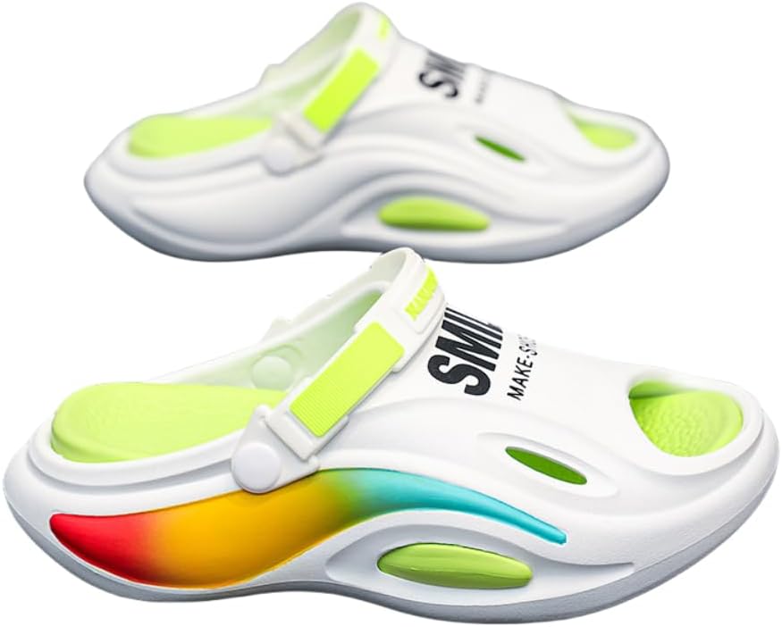 

Мужские дышащие объемные тапочки, удобные нескользящие повседневные с мягкой и прочной подошвой, повседневные нескользящие сандалии, мужские сабо для дома, улицы и пляжа Hhhchpm, белый