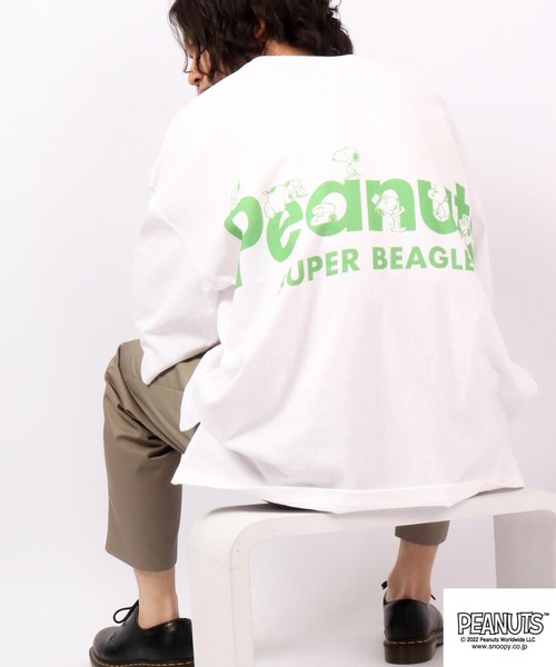 

Футболка с коротким рукавом, оверсайз PEANUTS, бело-зеленая