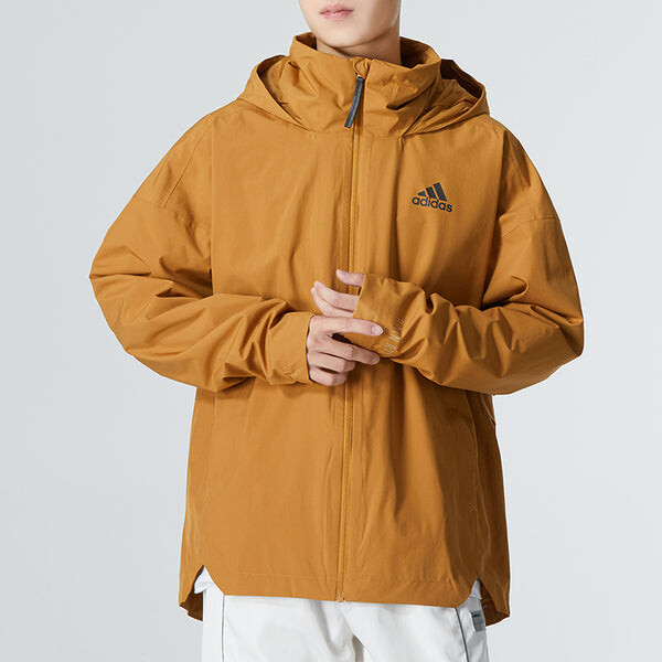 Куртка Men's adidas Traveer Rr J Athleisure Casual Sports Woven Logo Stripe Hooded Jacket Yellow, желтый — фото 3
