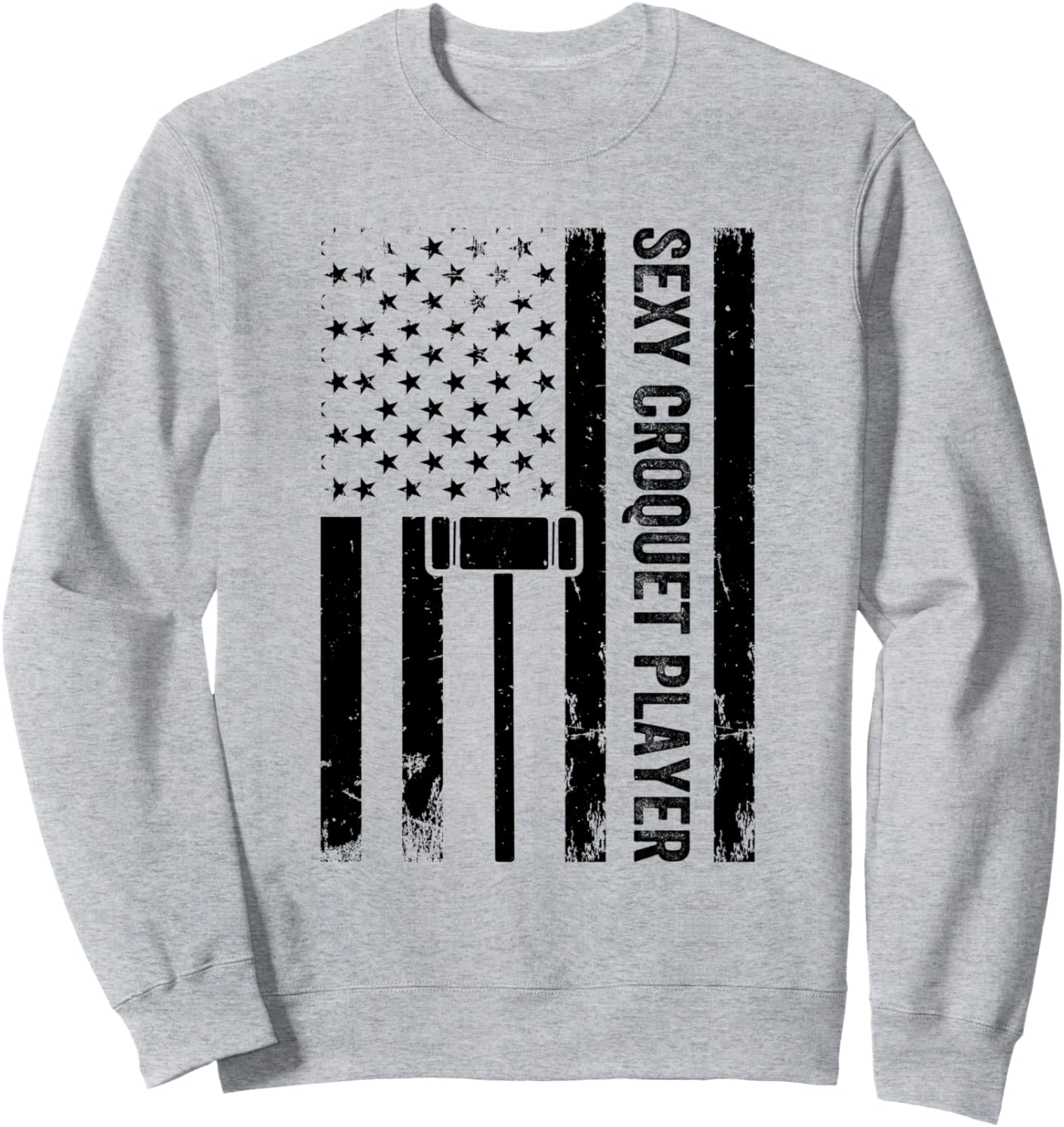 

Толстовка с изображением американского флага и игрока в крокет Croquet Game Croquet Sport Croquet Player, серый